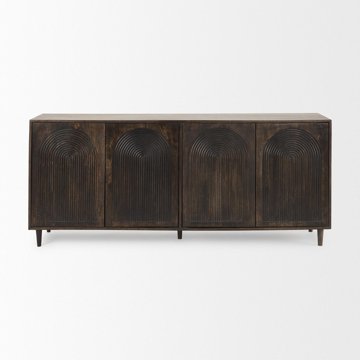 Mercana Tucker Dark Brown w/ Carved Arch Pattern 4 Door Sideboard