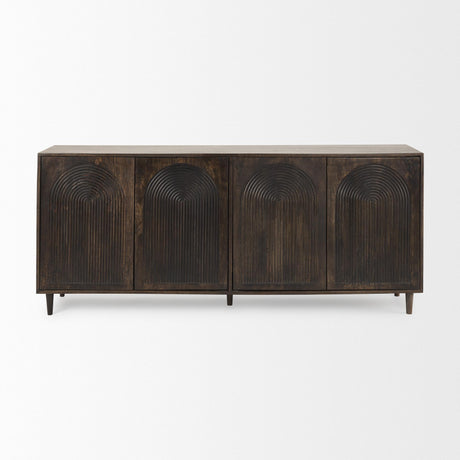 Mercana Tucker Dark Brown w/ Carved Arch Pattern 4 Door Sideboard