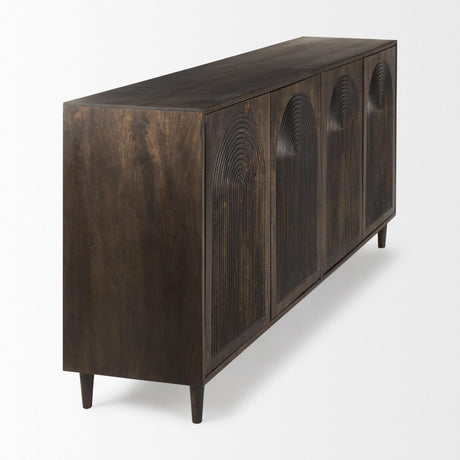 Mercana Tucker Dark Brown w/ Carved Arch Pattern 4 Door Sideboard