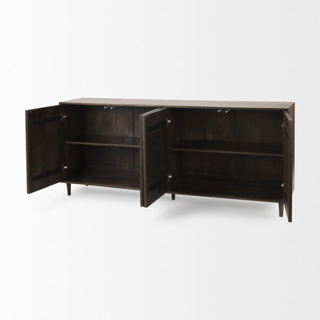 Mercana Tucker Dark Brown w/ Carved Arch Pattern 4 Door Sideboard