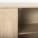 Mercana Tucker Light Brown Wood w/ Carved Arch Pattern 4 Door Sideboard