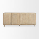 Mercana Tucker Light Brown Wood w/ Carved Arch Pattern 4 Door Sideboard