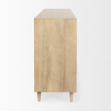 Mercana Tucker Light Brown Wood w/ Carved Arch Pattern 4 Door Sideboard