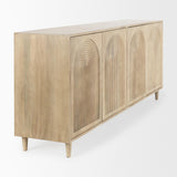Mercana Tucker Light Brown Wood w/ Carved Arch Pattern 4 Door Sideboard