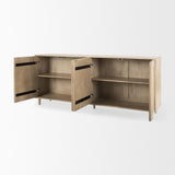 Mercana Tucker Light Brown Wood w/ Carved Arch Pattern 4 Door Sideboard