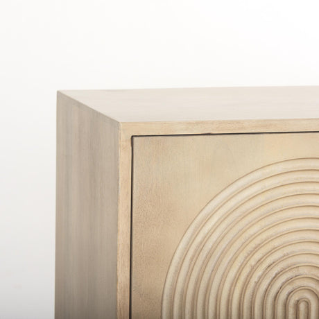 Mercana Tucker Light Brown Wood w/ Carved Arch Pattern 4 Door Sideboard