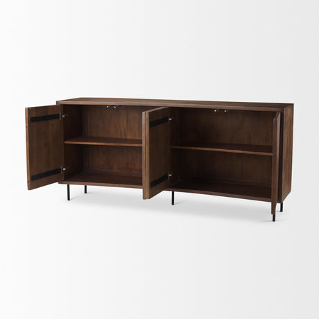 Mercana Lance 70.0L x 15.0W x 32.0H Medium Brown Solid Wood Sideboard