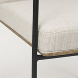 Mercana Stamford Beige Upholstered Seat w/ Wood Back, Black Metal Frame Dining Chair w/ Arms