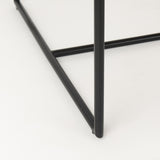 Mercana Stamford Beige Upholstered Seat w/ Wood Back, Black Metal Frame Dining Chair w/ Arms