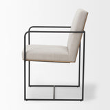 Mercana Stamford Beige Upholstered Seat w/ Wood Back, Black Metal Frame Dining Chair w/ Arms