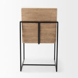 Mercana Stamford Beige Upholstered Seat w/ Wood Back, Black Metal Frame Dining Chair w/ Arms