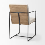 Mercana Stamford Beige Upholstered Seat w/ Wood Back, Black Metal Frame Dining Chair w/ Arms