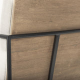 Mercana Stamford Beige Upholstered Seat w/ Wood Back, Black Metal Frame Dining Chair w/ Arms