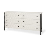Mercana Savannah White Fir Veneer w/ Gray Metal 6-Drawer Sideboard