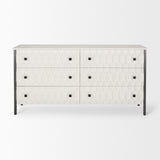 Mercana Savannah White Fir Veneer w/ Gray Metal 6-Drawer Sideboard