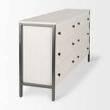 Mercana Savannah White Fir Veneer w/ Gray Metal 6-Drawer Sideboard