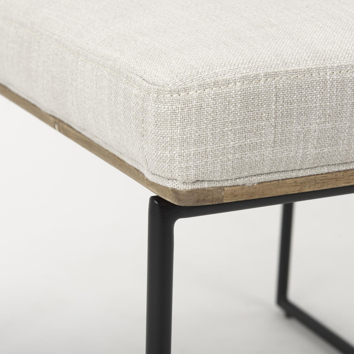 Mercana Stamford Beige Upholstered Seat w/ Wood Back, Black Metal Frame Dining Chair