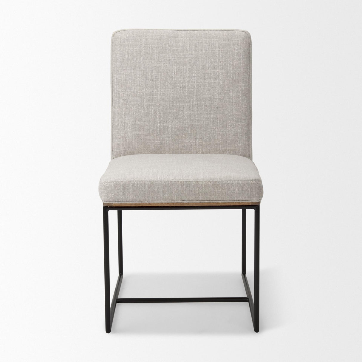 Mercana Stamford Beige Upholstered Seat w/ Wood Back, Black Metal Frame Dining Chair