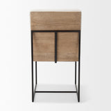 Mercana Stamford Beige Upholstered Seat w/ Wood Back, Black Metal Frame Dining Chair