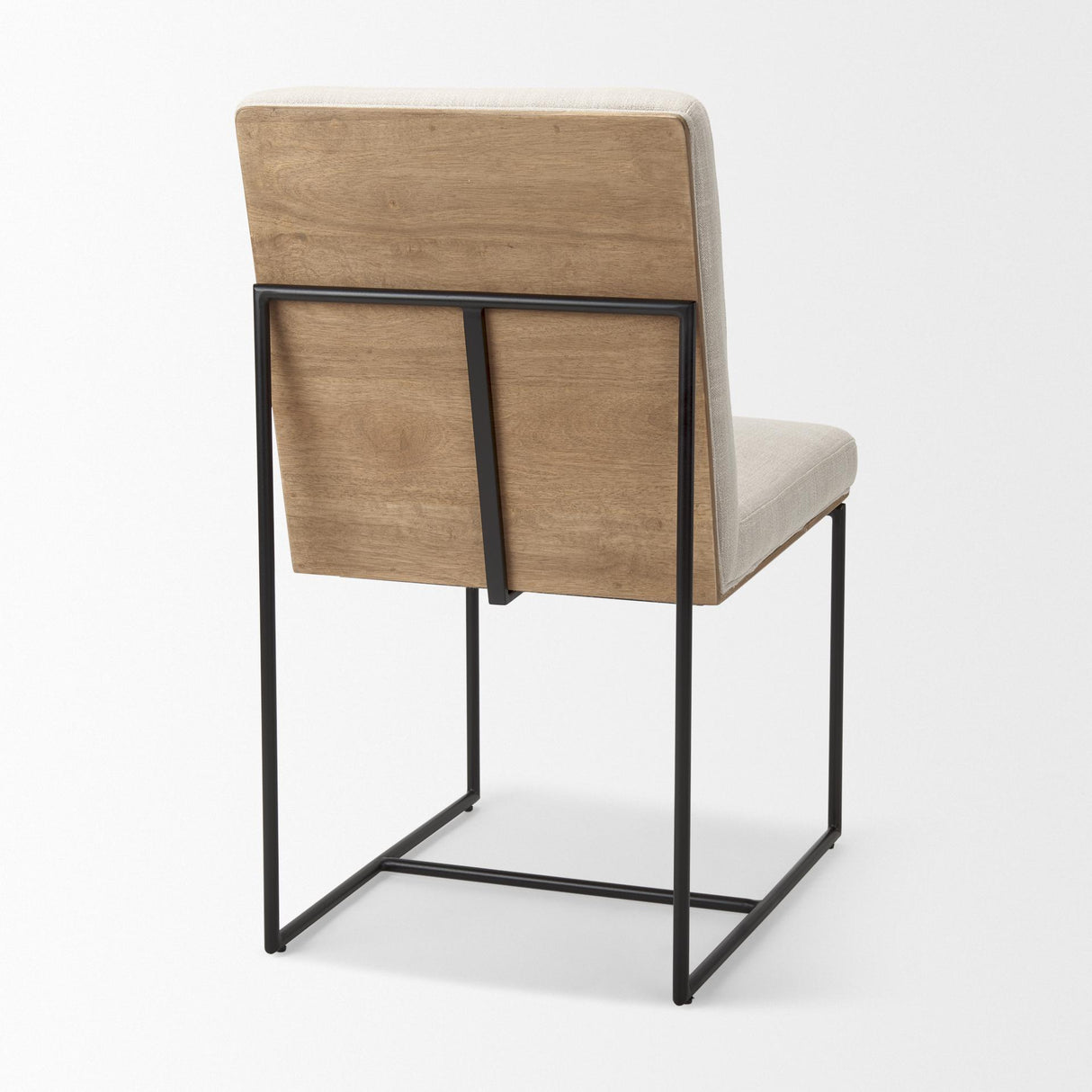 Mercana Stamford Beige Upholstered Seat w/ Wood Back, Black Metal Frame Dining Chair