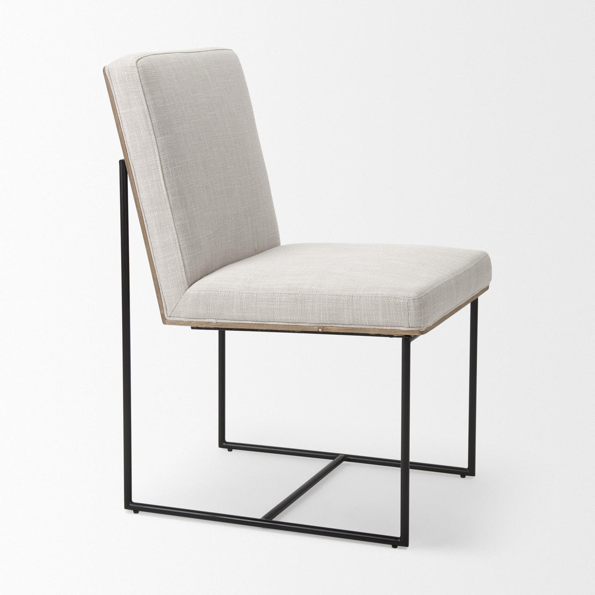Mercana Stamford Beige Upholstered Seat w/ Wood Back, Black Metal Frame Dining Chair
