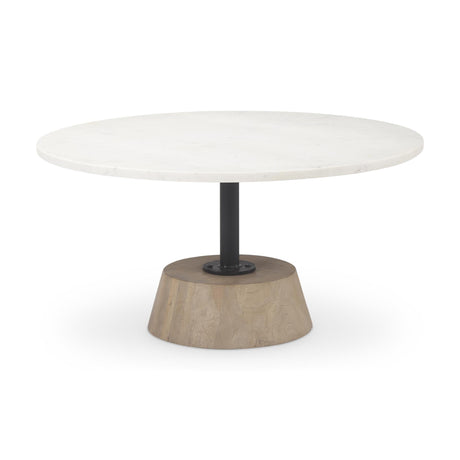 Mercana Maxwell Marble Top Pedestal Base Round Coffee Table