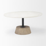Mercana Maxwell Marble Top Pedestal Base Round Coffee Table