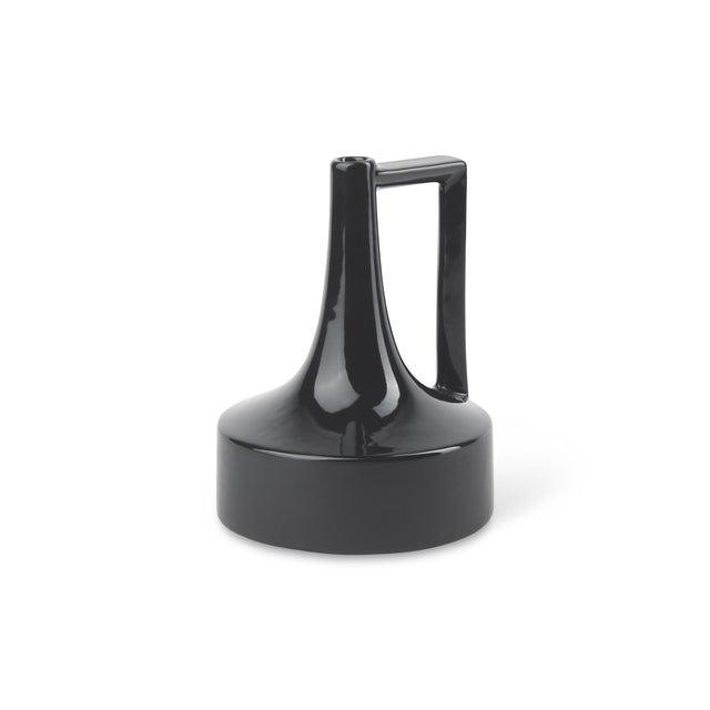 Mercana Burton 8.3H Small Glossy and Matte Black Ceramic Jug Vase