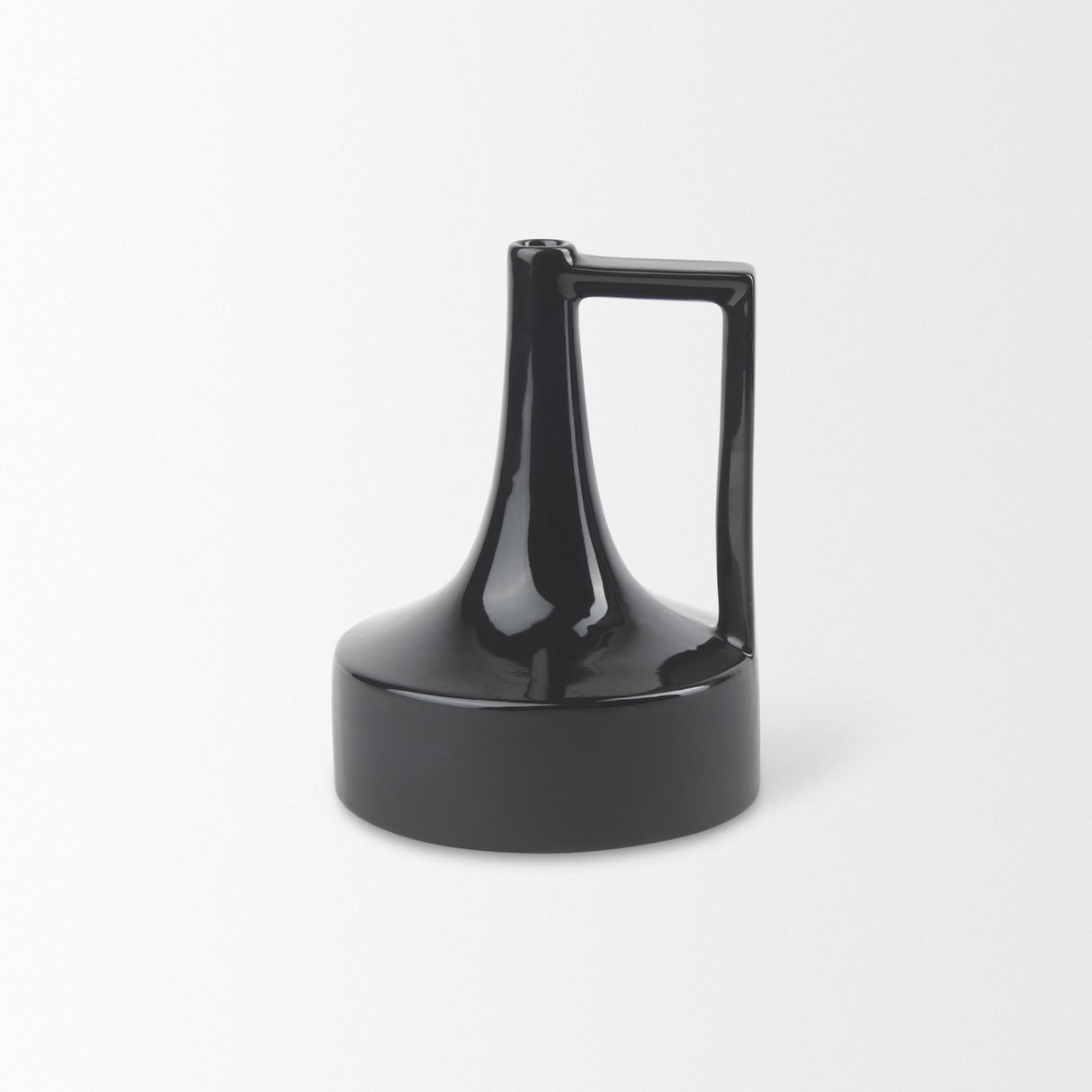 Mercana Burton 8.3H Small Glossy and Matte Black Ceramic Jug Vase