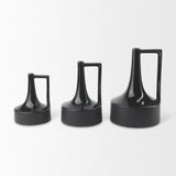 Mercana Burton 8.3H Small Glossy and Matte Black Ceramic Jug Vase