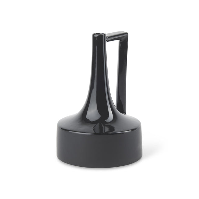 Mercana Burton 11.6H Medium Glossy and Matte Black Ceramic Jug Vase