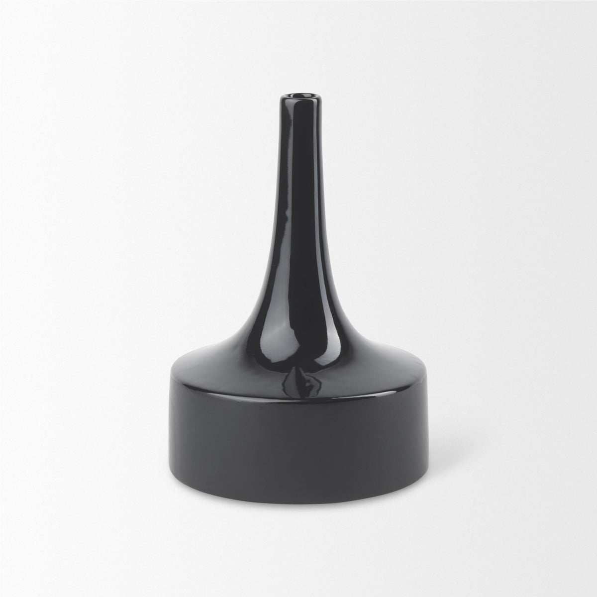 Mercana Burton 11.6H Medium Glossy and Matte Black Ceramic Jug Vase