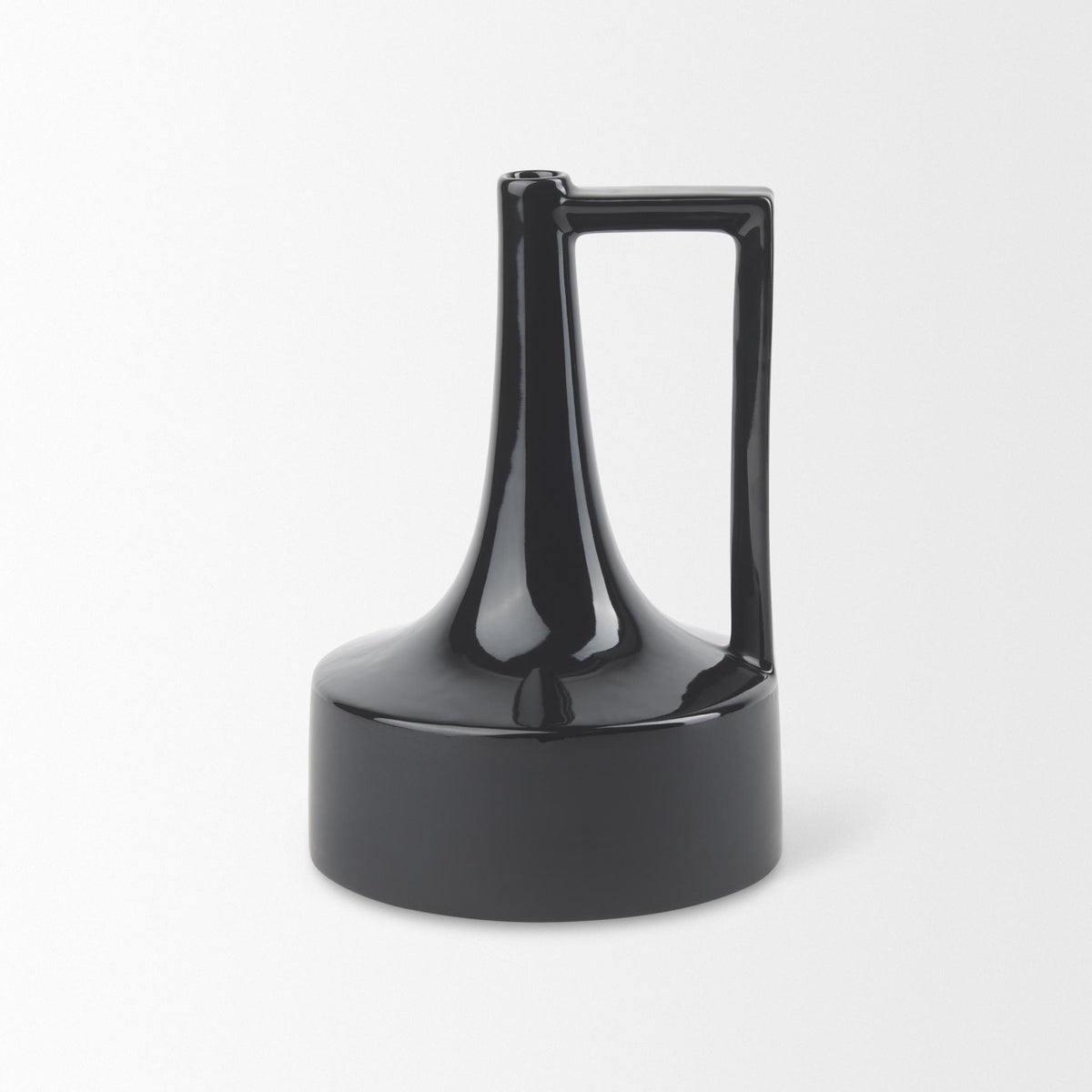 Mercana Burton 11.6H Medium Glossy and Matte Black Ceramic Jug Vase