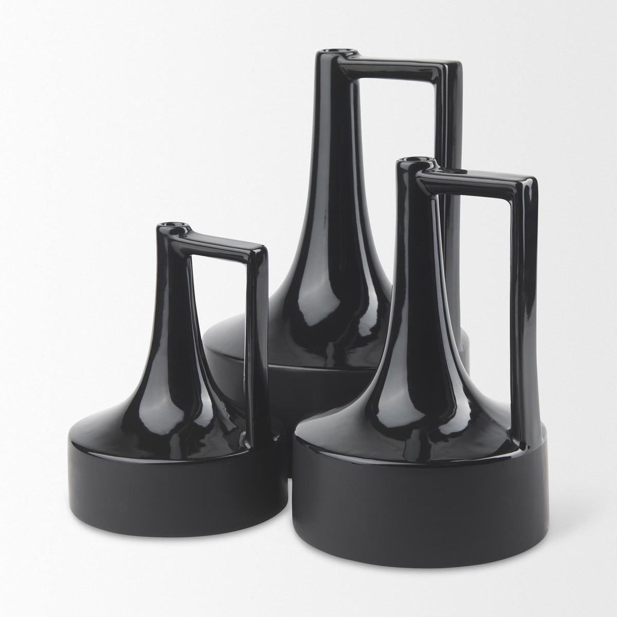 Mercana Burton 11.6H Medium Glossy and Matte Black Ceramic Jug Vase