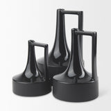 Mercana Burton 11.6H Medium Glossy and Matte Black Ceramic Jug Vase