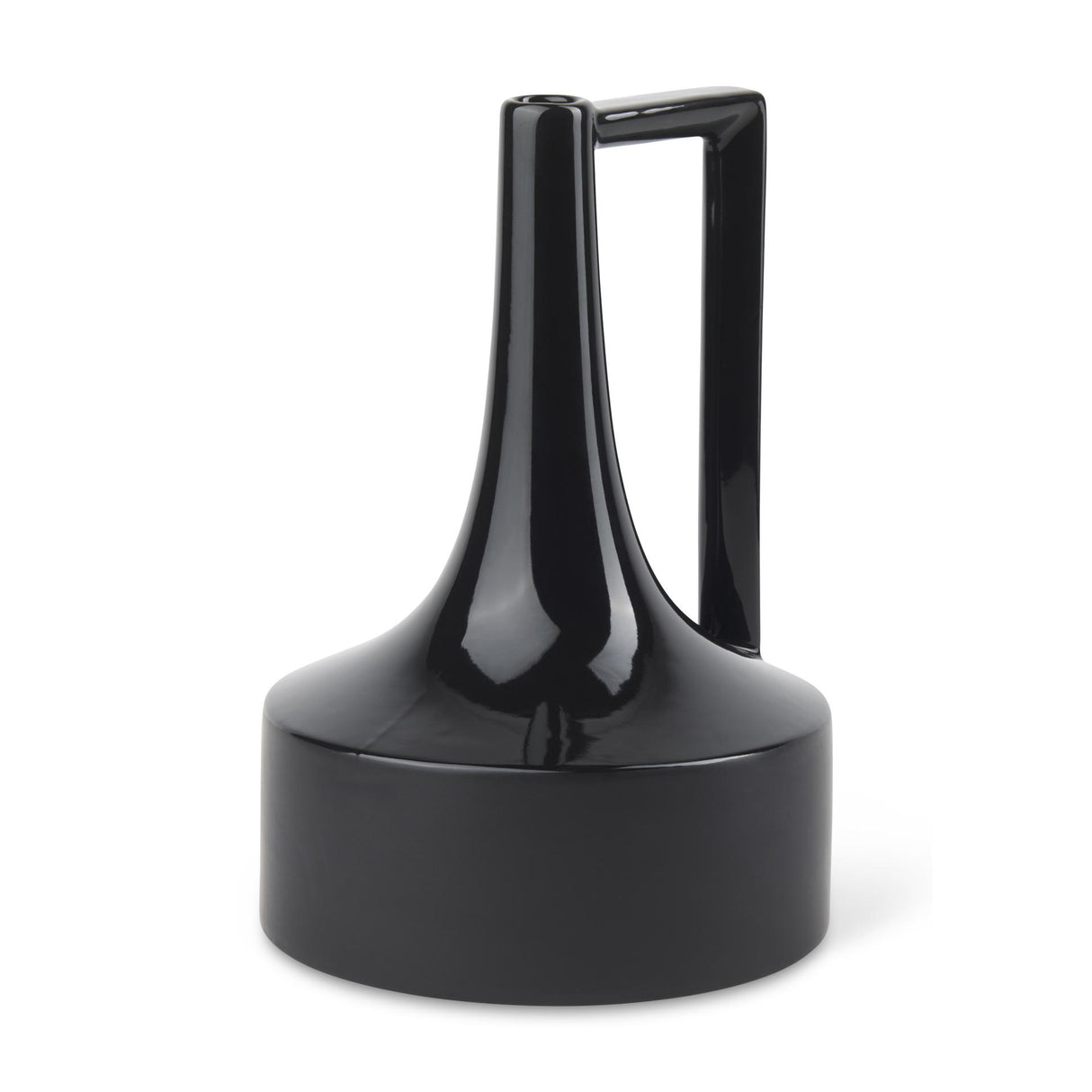 Mercana Burton 13.1H Large Glossy and Matte Black Ceramic Jug Vase