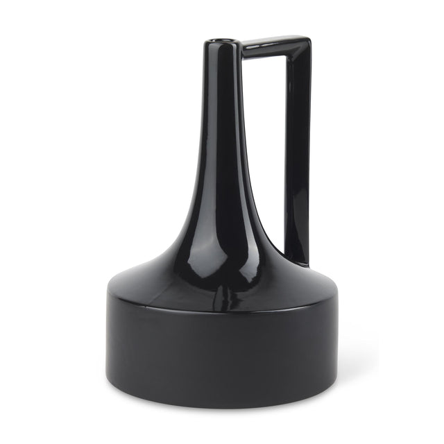 Mercana Burton 13.1H Large Glossy and Matte Black Ceramic Jug Vase