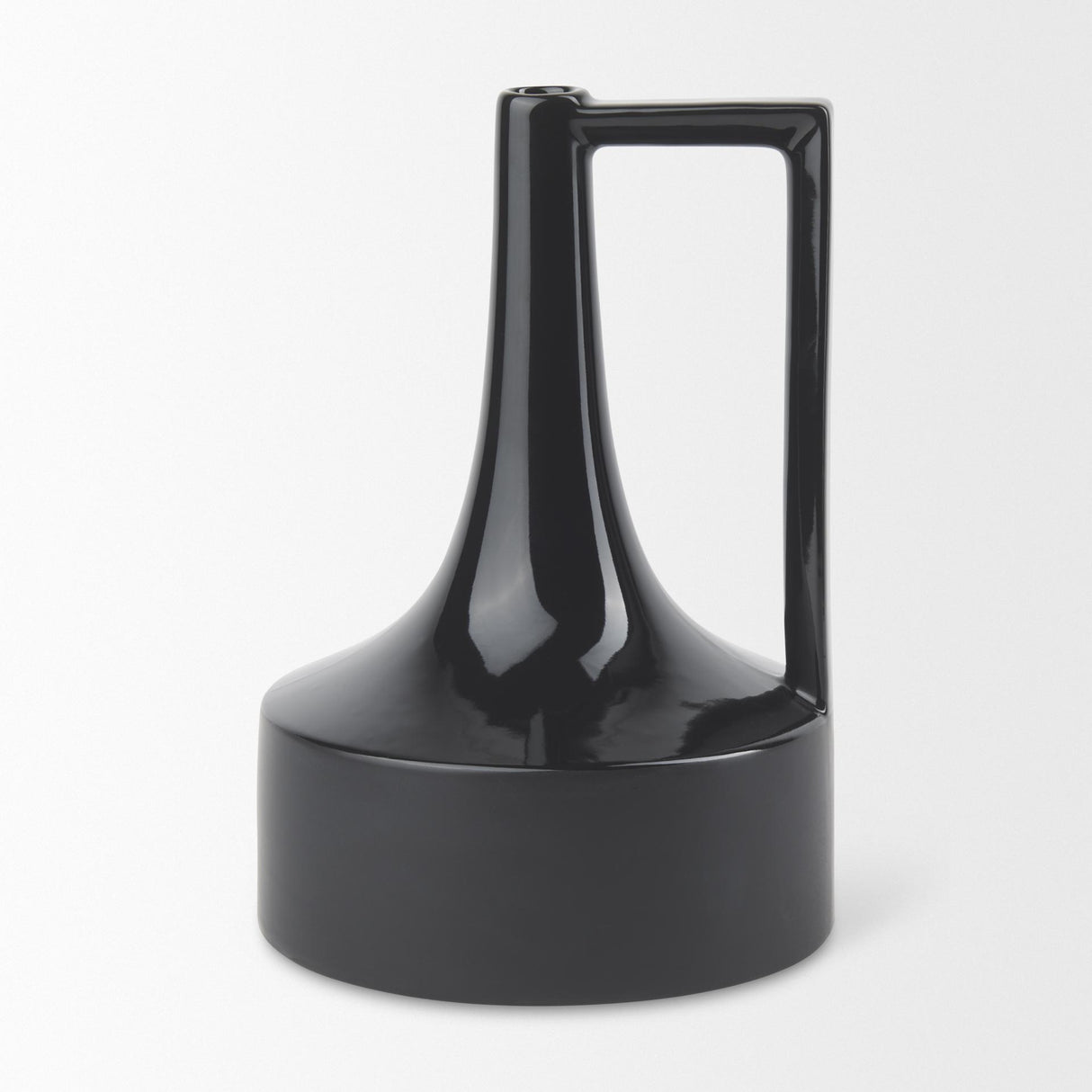 Mercana Burton 13.1H Large Glossy and Matte Black Ceramic Jug Vase