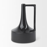 Mercana Burton 13.1H Large Glossy and Matte Black Ceramic Jug Vase