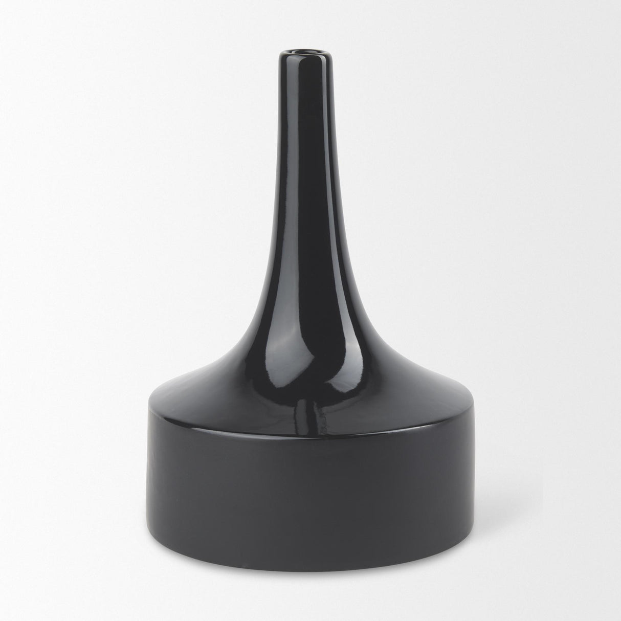 Mercana Burton 13.1H Large Glossy and Matte Black Ceramic Jug Vase