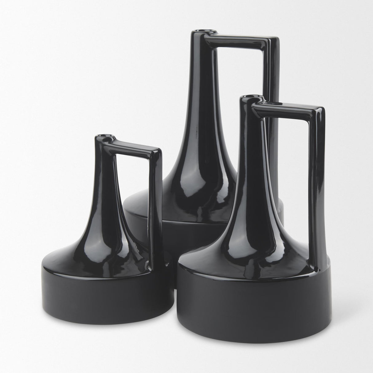 Mercana Burton 13.1H Large Glossy and Matte Black Ceramic Jug Vase
