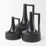 Mercana Burton 13.1H Large Glossy and Matte Black Ceramic Jug Vase