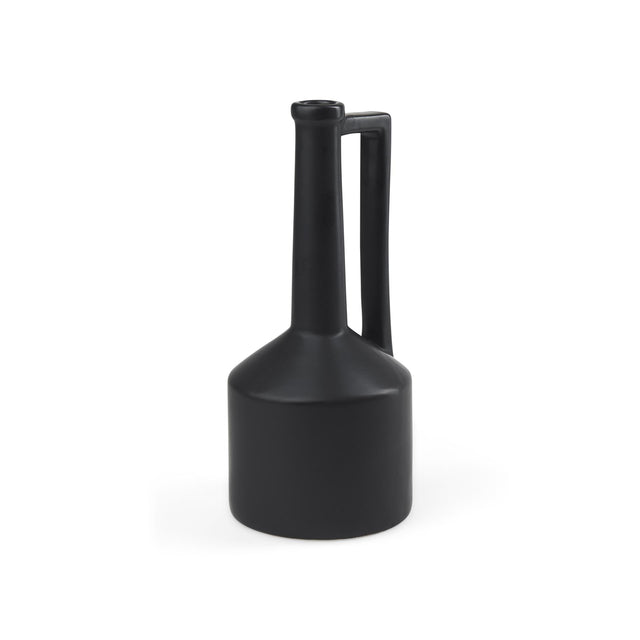 Mercana Burton 14.2H Medium Matte Black Ceramic Jug Vase