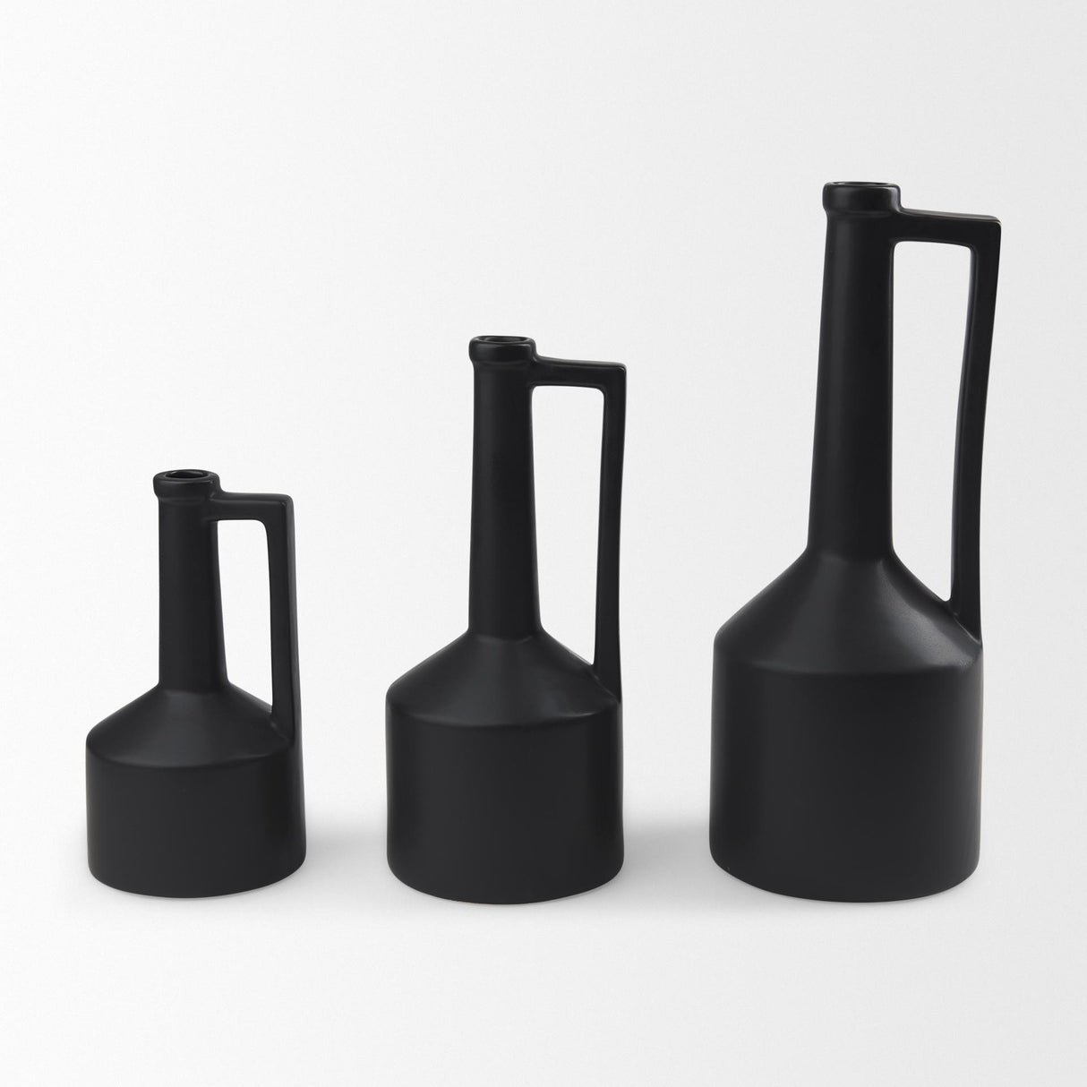 Mercana Burton 14.2H Medium Matte Black Ceramic Jug Vase