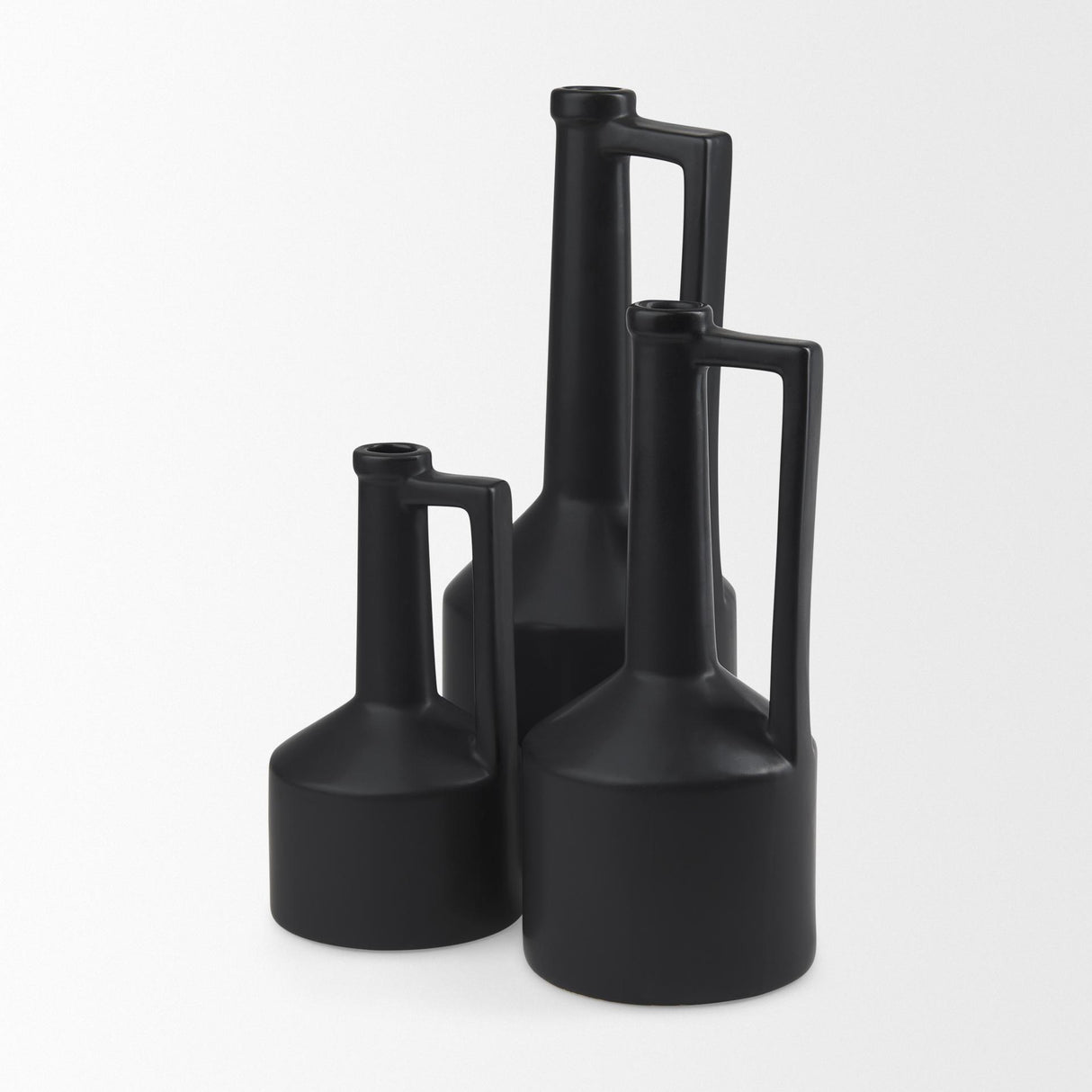 Mercana Burton 14.2H Medium Matte Black Ceramic Jug Vase