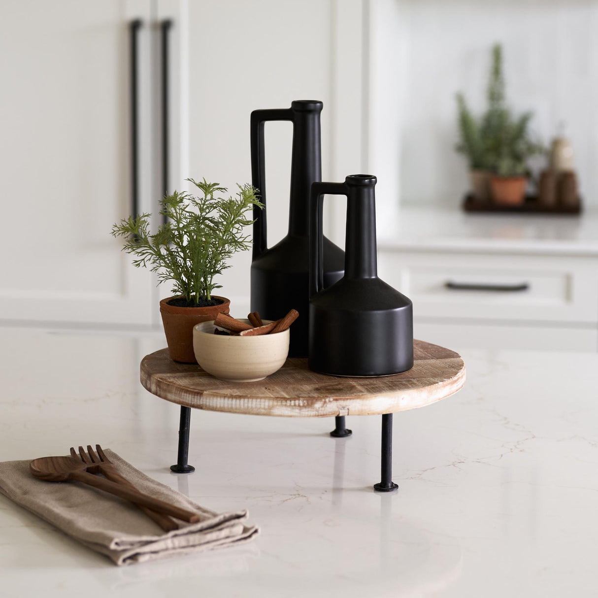 Mercana Burton 14.2H Medium Matte Black Ceramic Jug Vase