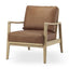 Mercana Raeleigh 28.0L x 34.1W x 34.4H Cognac Leather W/ Light Brown Wood Frame Accent Chair