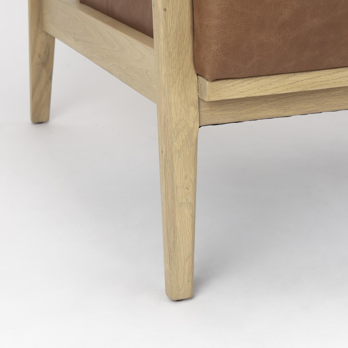 Mercana Raeleigh 28.0L x 34.1W x 34.4H Cognac Leather W/ Light Brown Wood Frame Accent Chair