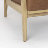 Mercana Raeleigh 28.0L x 34.1W x 34.4H Cognac Leather W/ Light Brown Wood Frame Accent Chair