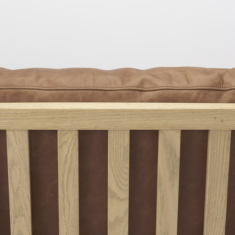 Mercana Raeleigh 28.0L x 34.1W x 34.4H Cognac Leather W/ Light Brown Wood Frame Accent Chair